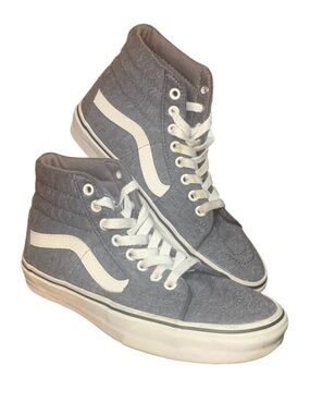 VANS Sk8-Hi Jersey Fabric Shoes Gray White Size Men 5.5 Women 7
